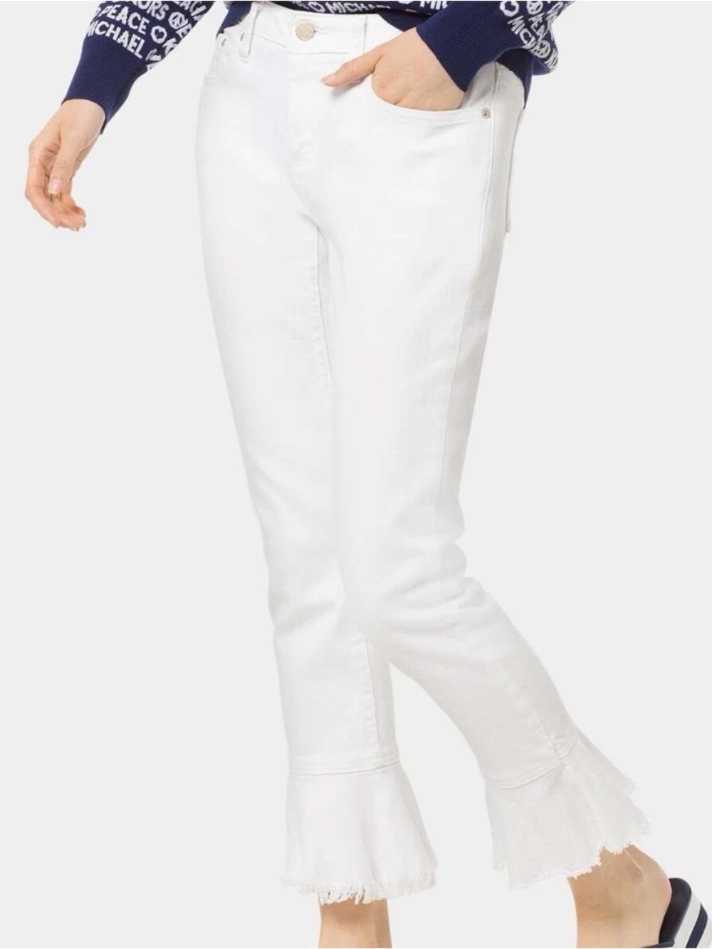 Ladies Michael Kors White Flare Hem Jeans